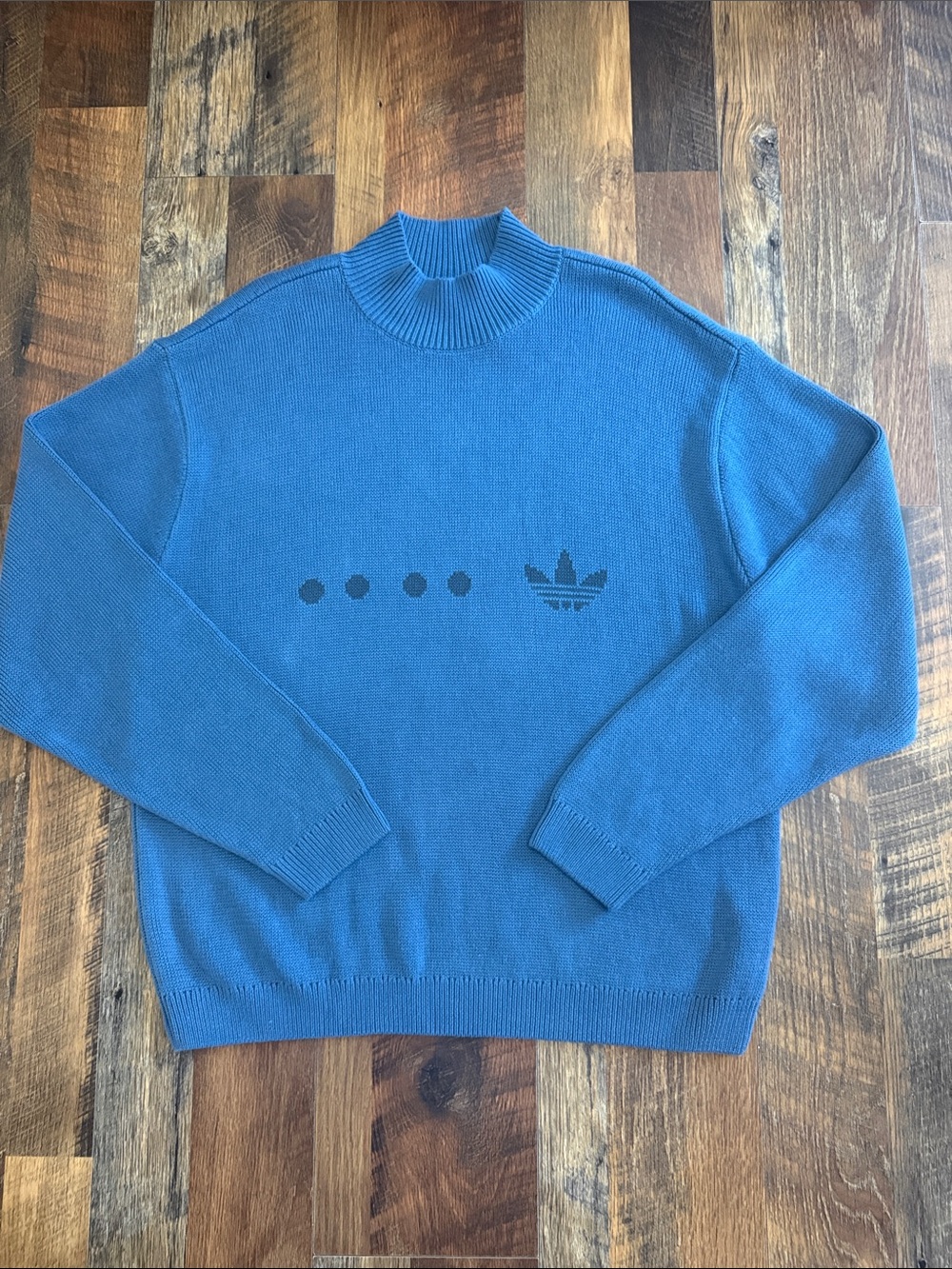 Adidas Originals Altered Blue Mock Neck Knit Sweater M NWT